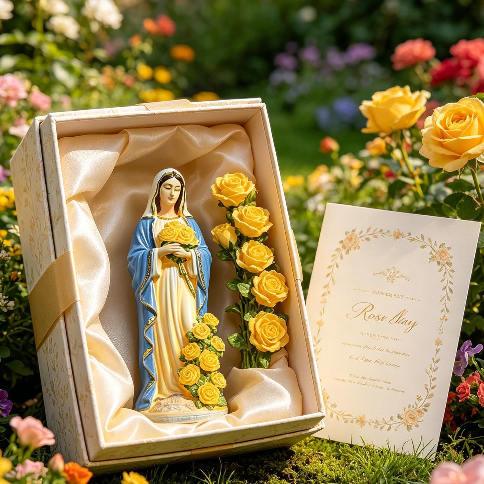 Farming And Agriculture - Solar-Statue der Jungfrau Maria, Gartendekoration, Solar-Harzfigur,